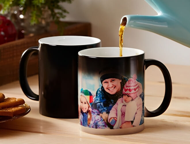 Black magic mug with photo