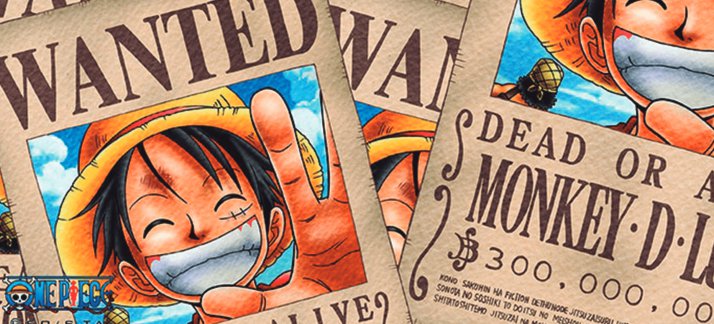 Mug design template: Luffy, wanted - Animes and Cartoons