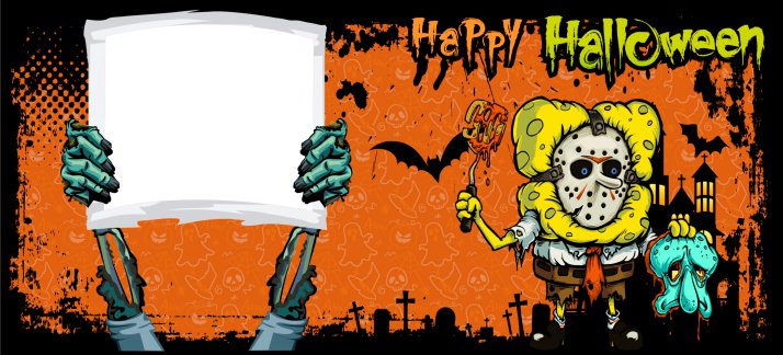 Mug design template: Halloween, SpongeBob - Animes and Cartoons