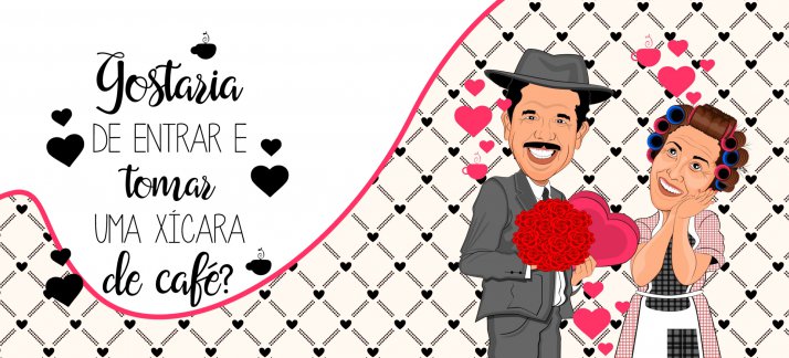 Mug design template: Valentine's Day - Chaves, Dona Florinda and Seu Madruga - Valentines