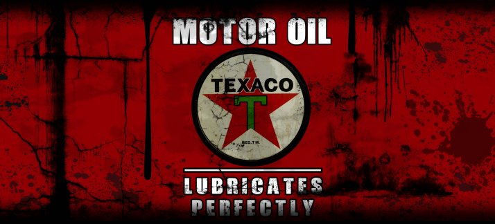 Mug design template: Oil can, Texaco - motor oil - Funny