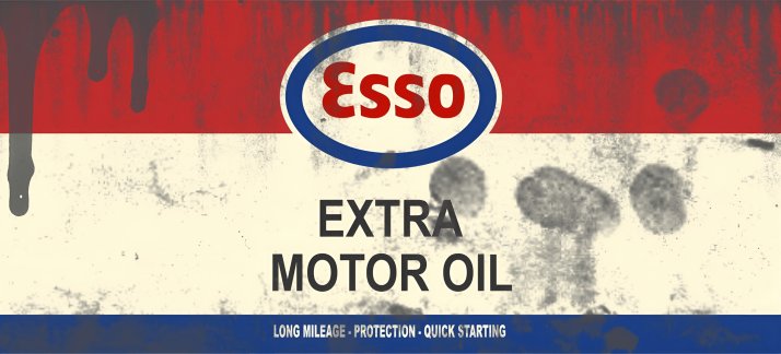 Mug design template: Oil can, Esso - extra motor oil - Funny